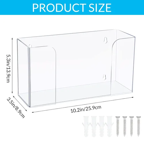Miniatura 3 de Weysat 2 piezas de soporte acrílico para guantera, dispensador de guantes para montaje en pared, estante acrílico flotante de pared, dispensador