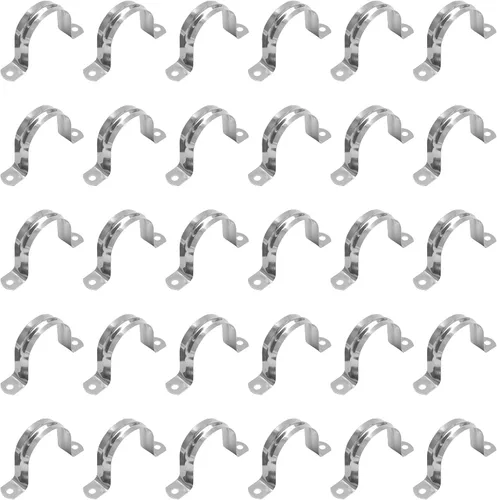 Miniatura 12 de Bonsicoky 5 correas de tubo rígido M100, 4 pulgadas de acero inoxidable con 2 agujeros para cable U abrazadera de tubo para fijación de tuberías