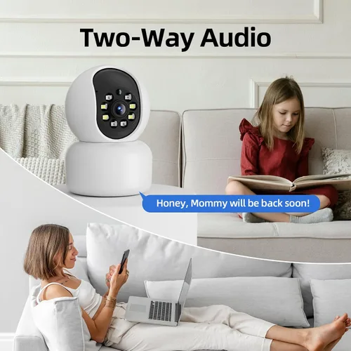 Miniatura 7 de Hawkray - Cámara de seguridad de 360° 2K 3MP para interiores, alerta de movimiento inteligente WiFi de 2.4/5 GHz con IA y conexión 911, visión