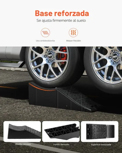 Miniatura 4 de VEVOR Rampa para vehículos de 1 pieza, 20000 libras/9 toneladas, rampa de servicio de coche, elevación sin esfuerzo de 5.5 pulgadas de alto