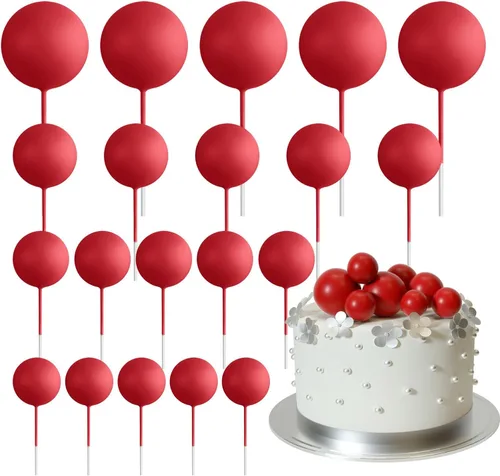 Miniatura 11 de ASTARON 20 piezas de decoración de bolas para pastel, mini globos, decoración de pastel con palos, bolas de pastel plateadas para graduación, boda