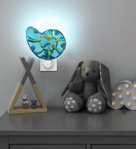 Miniatura 7 de Puzzled Luz nocturna de cristal de concha de mar, decoración de pared con temática oceánica con interruptor de encendido/apagado, iluminación