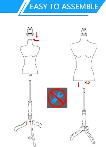 Miniatura 4 de Maniquí, maniquí de cuerpo femenino ajustable de 49.6-63.4 pulgadas, maniquí de vestido de madera maciza con soporte, maniquí de costura femenino