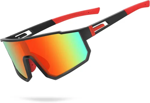 MVPTGRS Gafas de sol deportivas para niños y niñas de 8 a 14 años, marco TR90, para béisbol, softbol, ciclismo, golf Lentes rojas con montura negra