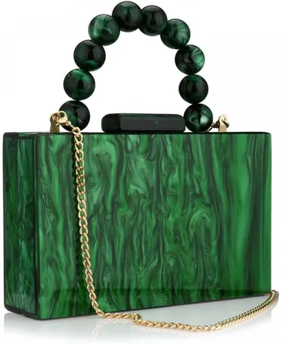 Monederos acrílicos de noche, bolso de mano de mármol para mujer, bolso cruzado con cadena de perlas, formal, boda, fiesta de graduación