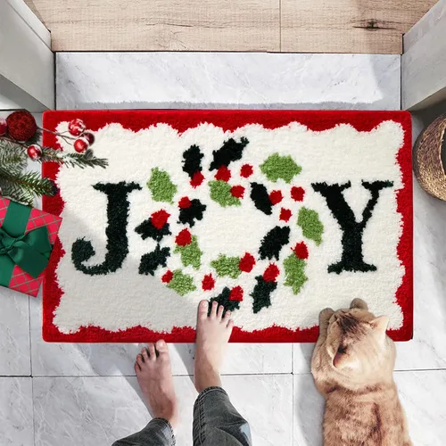 Miniatura 3 de Baccessor Alfombras de baño de Navidad, de felpa linda, antideslizantes, absorbentes de agua, lavables, color rojo y verde, alfombras de baño