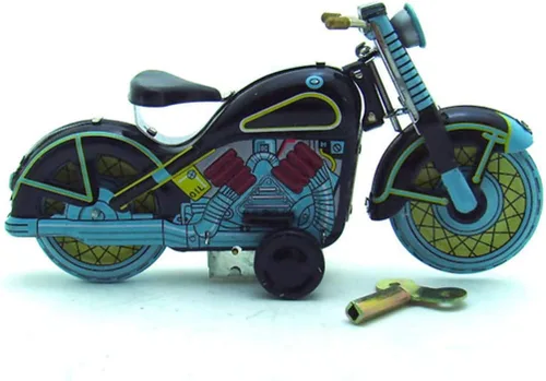 Miniatura 2 de Charmgle Retro Wind-Up - Juguete de colección para adultos, accesorios de fotografía de juguete de motocicleta, decoración de juguetes de lata