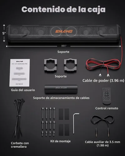 Miniatura 9 de Ehaho Barra de sonido UTV de 8 altavoces de 35 pulgadas, altavoces Bluetooth para carrito de golf [RGB y luz estroboscópica que cambia de color]