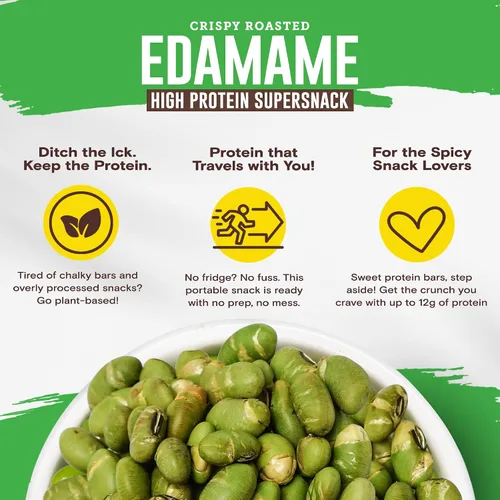 Miniatura 5 de Biena Edamame Beans Snacks ricos en proteínas, aperitivos saludables de oficina para adultos y niños, 0.53 onzas de proteína, 130 bajas en calorías