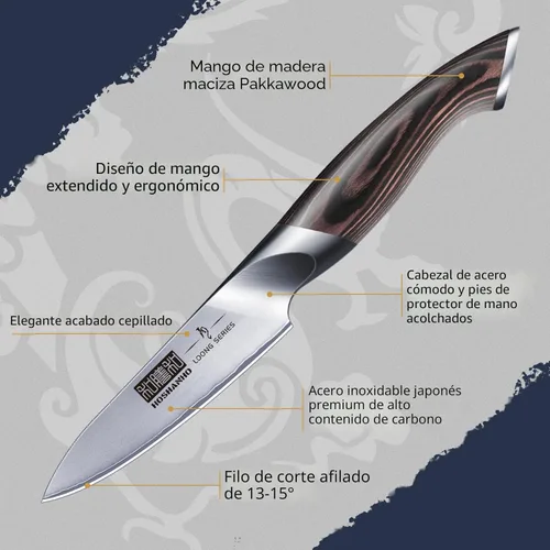 Miniatura 2 de HOSHANHO - Cuchillo de pelar de 3.75 pulgadas, cuchillos de cocina pequeños de acero inoxidable japonés de alto carbono, cuchillo de fruta ultra