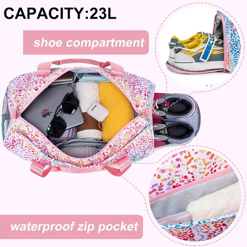 Miniatura 2 de Bolsa de deporte para gimnasio, bolsa de lona con bolsillo húmedo, bolsa de fin de semana con bolsa impermeable para zapatos y agujero de aire