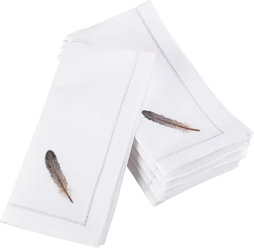 Miniatura 45 de Juego de 6 servilletas bordadas de magnolia hechas a mano con borde cosido