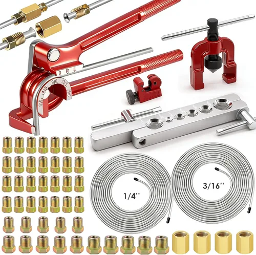 Miniatura 13 de smseace 26Pack Kit de línea de freno de 3/16 pulgadas Incluye 25 pies de líneas de freno bañadas en cobre con accesorios