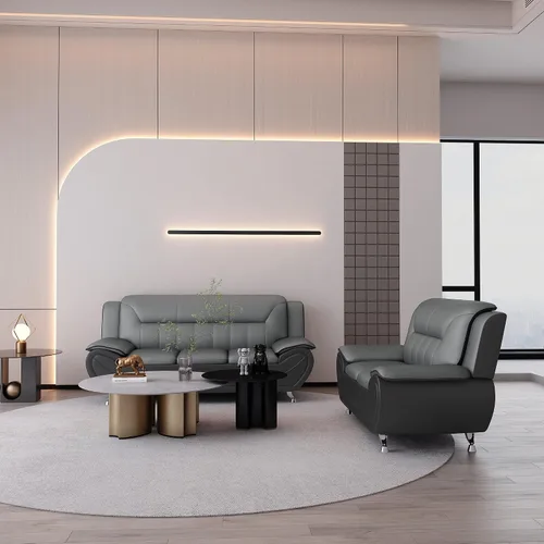 Miniatura 2 de Container Furniture - Silla de piel sintética de estilo moderno, sofá biplaza y sofá con reposabrazos en la parte superior de almohada extra