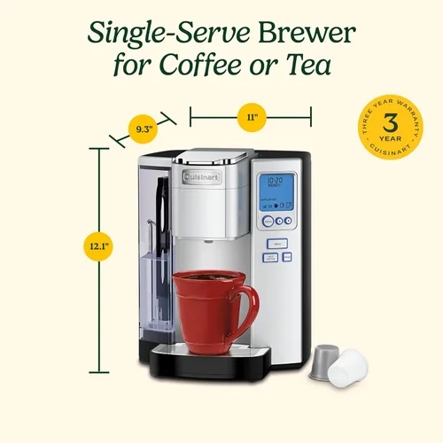 Miniatura 6 de Cuisinart Cafetera, Servicio Individual Depósito de 72 Onzas Máquina de Café de Cápsulas, Preparación Programable y Dispensador de Agua Caliente, 3