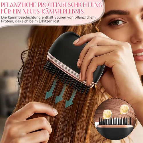 Miniatura 3 de Mini plancha de pelo recargable, cepillo de plancha de pelo inalámbrico portátil, control de temperatura de 3 velocidades, mini plancha de pelo