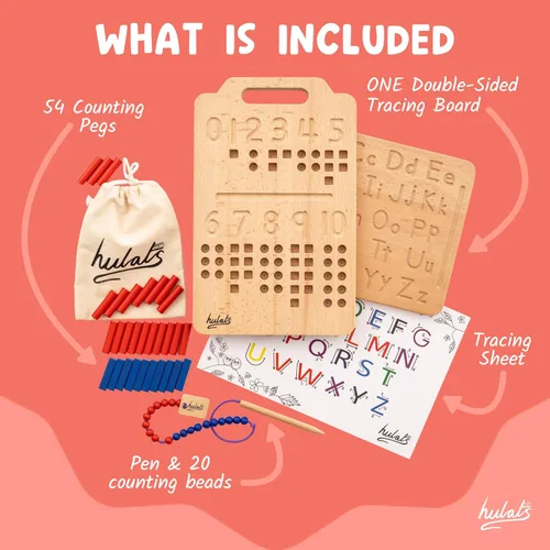 Miniatura 5 de Hulats Montessori - Tabla de seguimiento de números y letras - Alfabeto Montessori de madera y juguetes de conteo para niños pequeños de 3 años