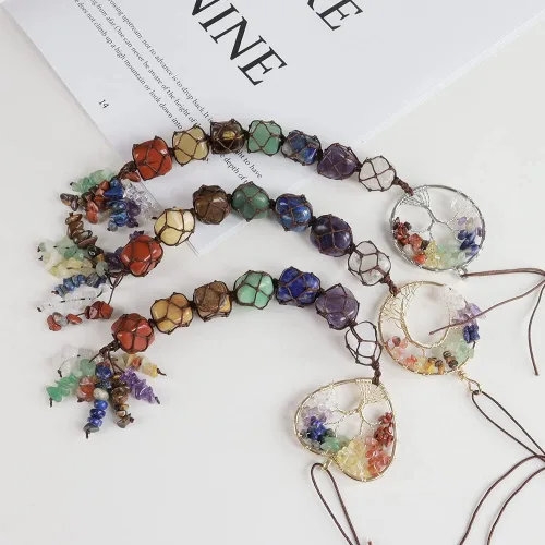Miniatura 6 de Anjiucc Árbol de la vida de cristal curativo de 7 chakras para colgar en la pared, decoración de interiores, decoración de ventanas, meditación
