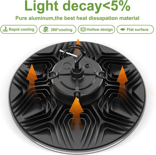 Miniatura 6 de Paquete de 3 luces LED UFO de 240 W, 36000 lm, 1000 W, HID/HPS UL/DLC, 0-10 V regulable, cable de 6 pies, 5000 K, impermeable IP65, accesorio