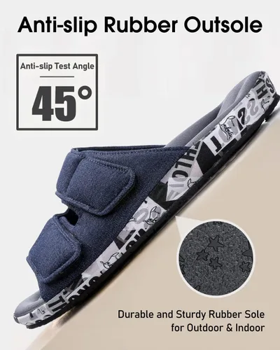Miniatura 7 de Pantuflas de casa para hombre ajustables con soporte de arco de espuma viscoelástica para interiores y exteriores