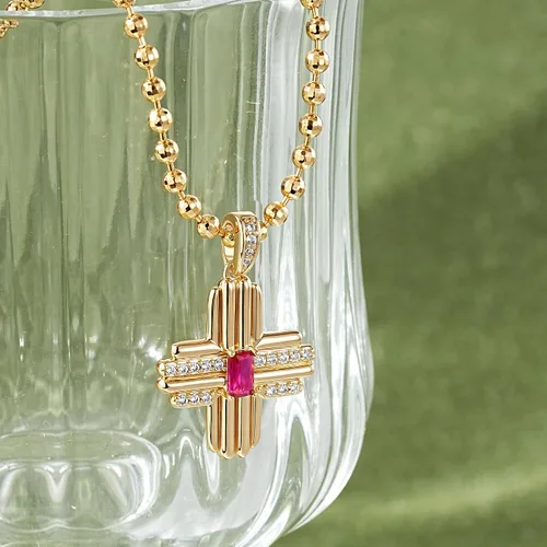 Miniatura 154 de Fettero - Collar con dije de cruz de fe, chapado en oro de 14 K, cadena fina, minimalista, simple, pequeña, para oración, regalo de joyería religiosa