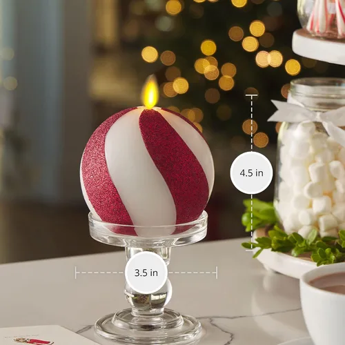 Miniatura 5 de Luminara - Vela de esfera de cuentas de cristal sin llama para las fiestas con purpurina - Bastón de caramelo rojo - Paquete de 1-4x4.25