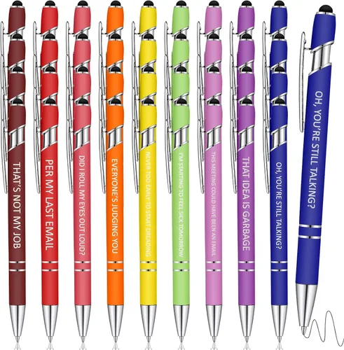 Miniatura 9 de Eersida 10 bolígrafos divertidos para compañeros de trabajo, regalo de broma para adultos, bolígrafos sarcásticos negativos con citas negativas