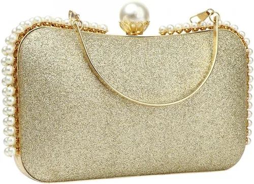 Miniatura 3 de YYW Bolso de mano de noche brillante con decoración de perlas para mujer, bolso de mano de lentejuelas para fiesta, bolso de hombro para boda