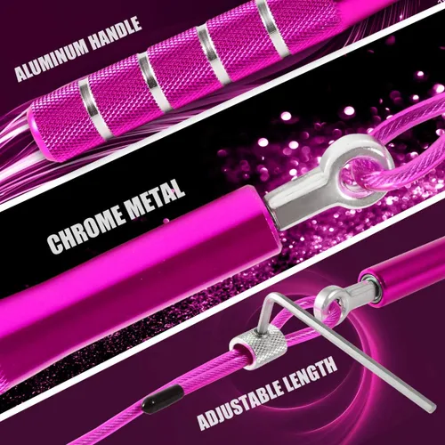 Miniatura 4 de Cuerda para Saltar, Wastou Cuerda para Saltar de Velocidad para Entrenamiento de Ejercicio Físico, Cuerda para Saltar de Entrenamiento Ajustable Rosa
