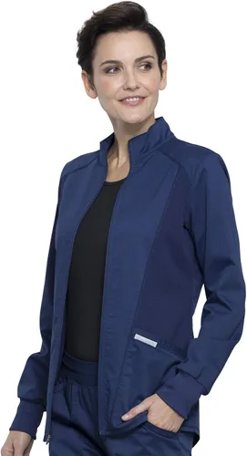 Miniatura 4 de Cherokee WW301 - Chaqueta de ropa quirúrgica para mujer, con cremallera frontal, alta y baja