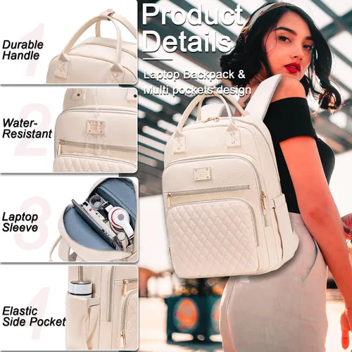 Miniatura 6 de Weitars Mochila de almuerzo para mujer, mochilas para laptop de 15.6 pulgadas, mochila de viaje para mujeres, mochila de trabajo, mochila