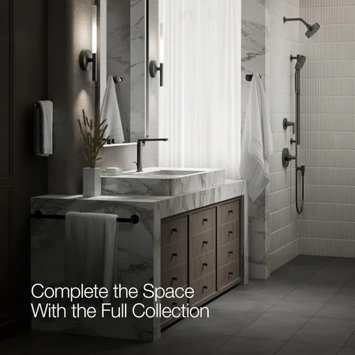 Miniatura 9 de Kohler 73168-4-BL Composed - Grifo alto para lavabo de baño con manija de palanca, 1.2 gpm, negro mate Mate negro