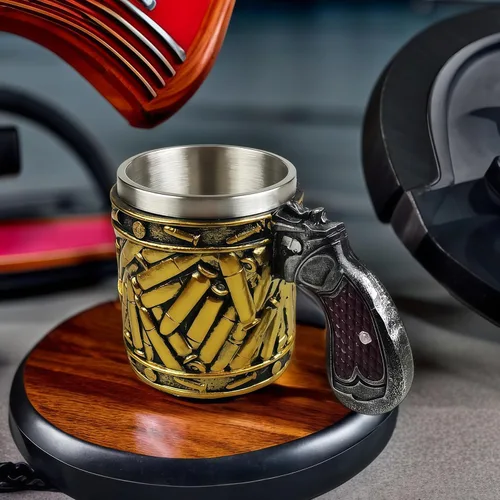 Miniatura 6 de Novedad pistola mango con balas Casings tazas de café tazas pistola taza pistola 11oz gran regalo cerveza taza acero
