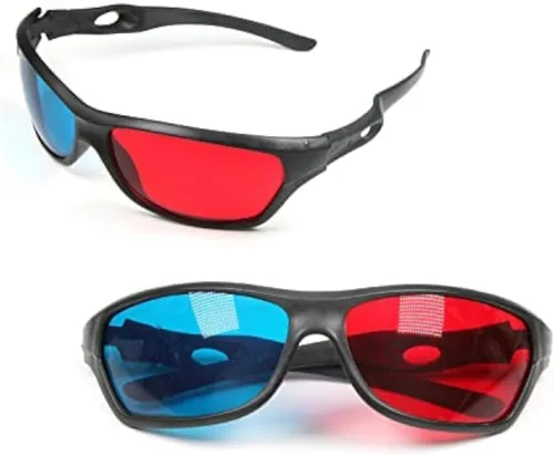 Othmro 2 gafas duraderas estilo 3D 3D, gafas de visión 3D, gafas de juego de películas 3D, gafas 3D rojo-azul, marco de plástico, lente de resina