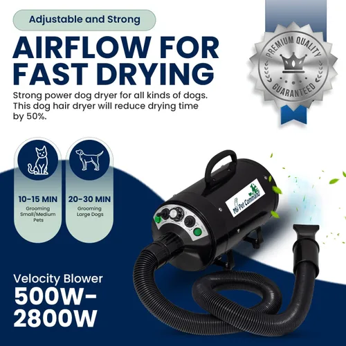 Miniatura 2 de My Pet Command Soplador de secadora para perros, ultra silencioso, soplador profesional de alta velocidad ajustable, flujo de aire caliente y frío