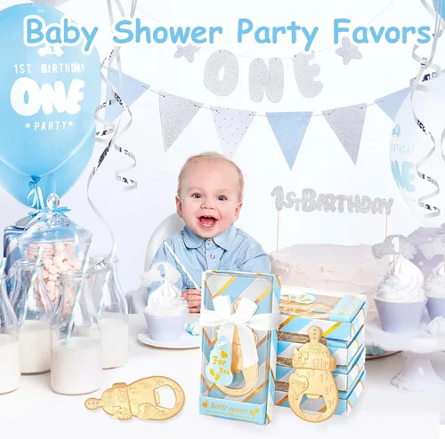 Miniatura 2 de 24 abrebotellas de bebé, regalos de fiesta de baby boy shower, regalos de decoración para invitados (azul, 24)