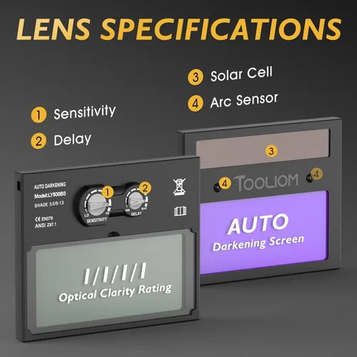 Miniatura 2 de TOOLIOM - Casco de soldadura con oscurecimiento automático, funciona con energía solar, color real, con sombra ajustable 4/9-13 para TIG, MIG y Stick