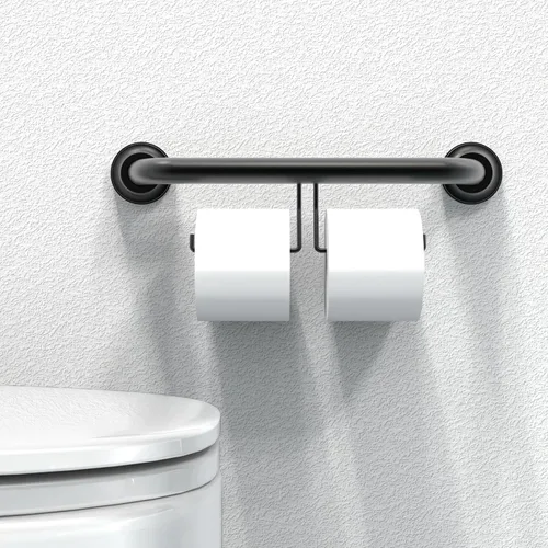 Miniatura 4 de Barra de agarre compatible con ADA con soporte para papel higiénico (2 megarrollos), soporte de peso de 500 libras, 1-1/4 x 16 pulgadas para montaje