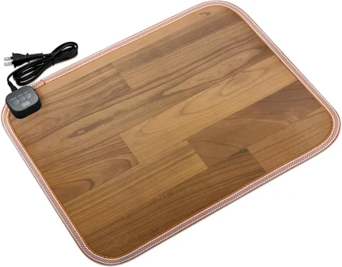 Calentador de pies debajo del escritorio, tapete calefactable de 15.9 x 19.9 pulgadas, 110 V, temperatura ajustable, calentador eléctrico con