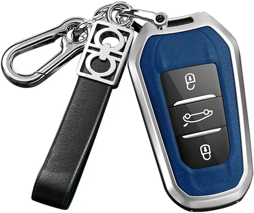 Miniatura 11 de ontto Funda inteligente para llave de coche con llavero para Peugeot 508/2008/3008/5008, Negro
