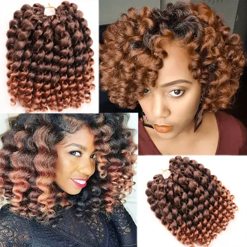 Miniatura 32 de Cabello de ganchillo Jamaicano Bounce, paquete de 4 paquetes de 6 pulgadas, varita de pelo rizado de ganchillo para mujeres negras
