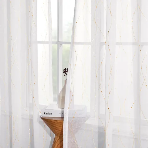 Miniatura 6 de Deconovo Oeko-TEX - Cortinas con estampado de lámina transparente con certificación Oeko-TEX, 2 paneles, ojales en la parte superior, elegantes