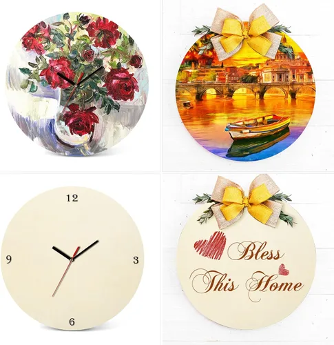 Miniatura 5 de Whaline Círculos de Madera de 18 Pulgadas para Manualidades 10 Piezas Navidad Discos de Madera Redondos Sin Terminar Letrero de Madera Rústica