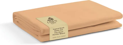 Miniatura 82 de Sábanas de 100% algodón percal, tamaño King, 1 sábana encimera, ropa de cama fresca, resistente y transpirable, crema