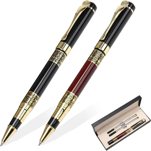 Miniatura 8 de YIVONKA Bolígrafo de Repuesto Negro, Bolígrafo de Lujo de Estilo Clásico Retro, Mejor Juego de Bolígrafos de Regalo para Hombres y Mujeres
