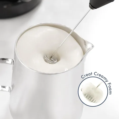 Miniatura 3 de Espumador de leche de mano potente, mini batidor mezclador de bebidas para café, capuchino, café con leche, matcha, chocolate caliente, con soporte