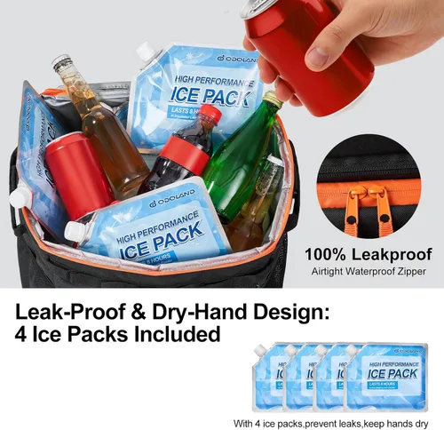 Miniatura 4 de Odoland 72 Can Rolling Cooler Bag with Wheels & Handle, Collapsible Insulated Ice Chest for Beach, Camping & Tailgating - Portable Travel Soft