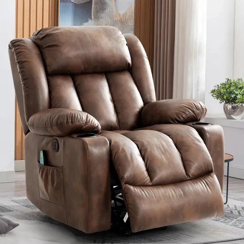 Miniatura 10 de Silla reclinable eléctrica para personas mayores, sillas reclinables eléctricas para adultos con masaje y calor, portavasos, control remoto, puertos