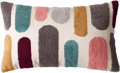 Miniatura 15 de vctops Funda decorativa para cojín con detalles de penachos geométricos estilo bohemio, funda de almohada cuadrada bordada en algodón para sofá