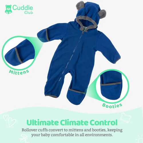 Miniatura 75 de Enterizo de vellón para bebé, rómper de una sola pieza con capucha para niños, ropa para exteriores, chaqueta infantil
